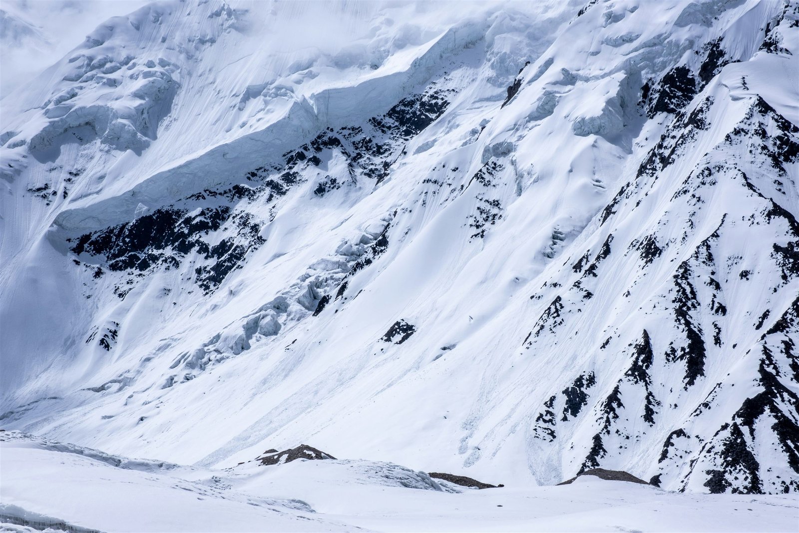 A wide view of the Baltoro glacier and surrounding Karakoram peaks